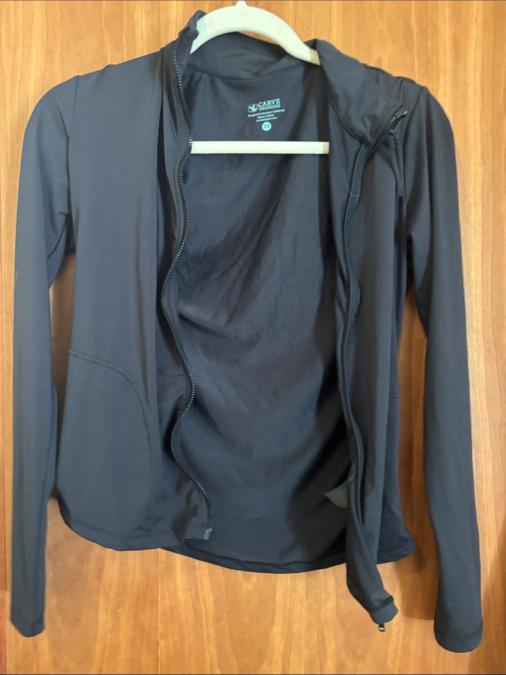 Carve Designs Black Full-Zip Active Hoodie